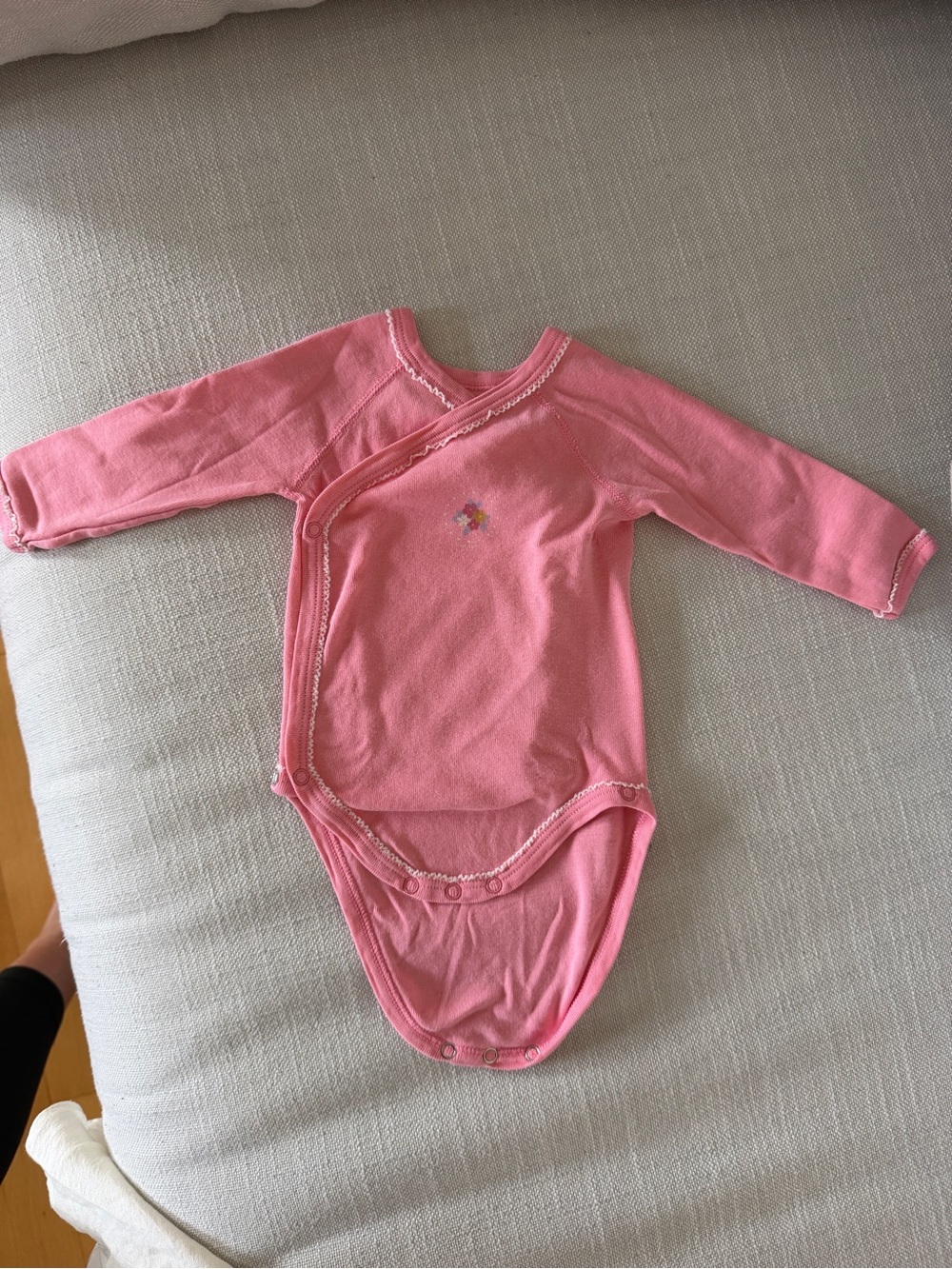 Petit Bateau Pink Long-Sleeve Baby Bodysuit